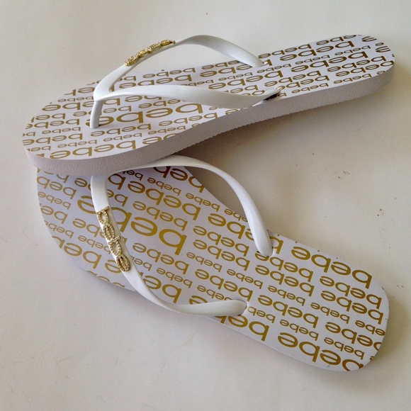 bebe gold flip flops